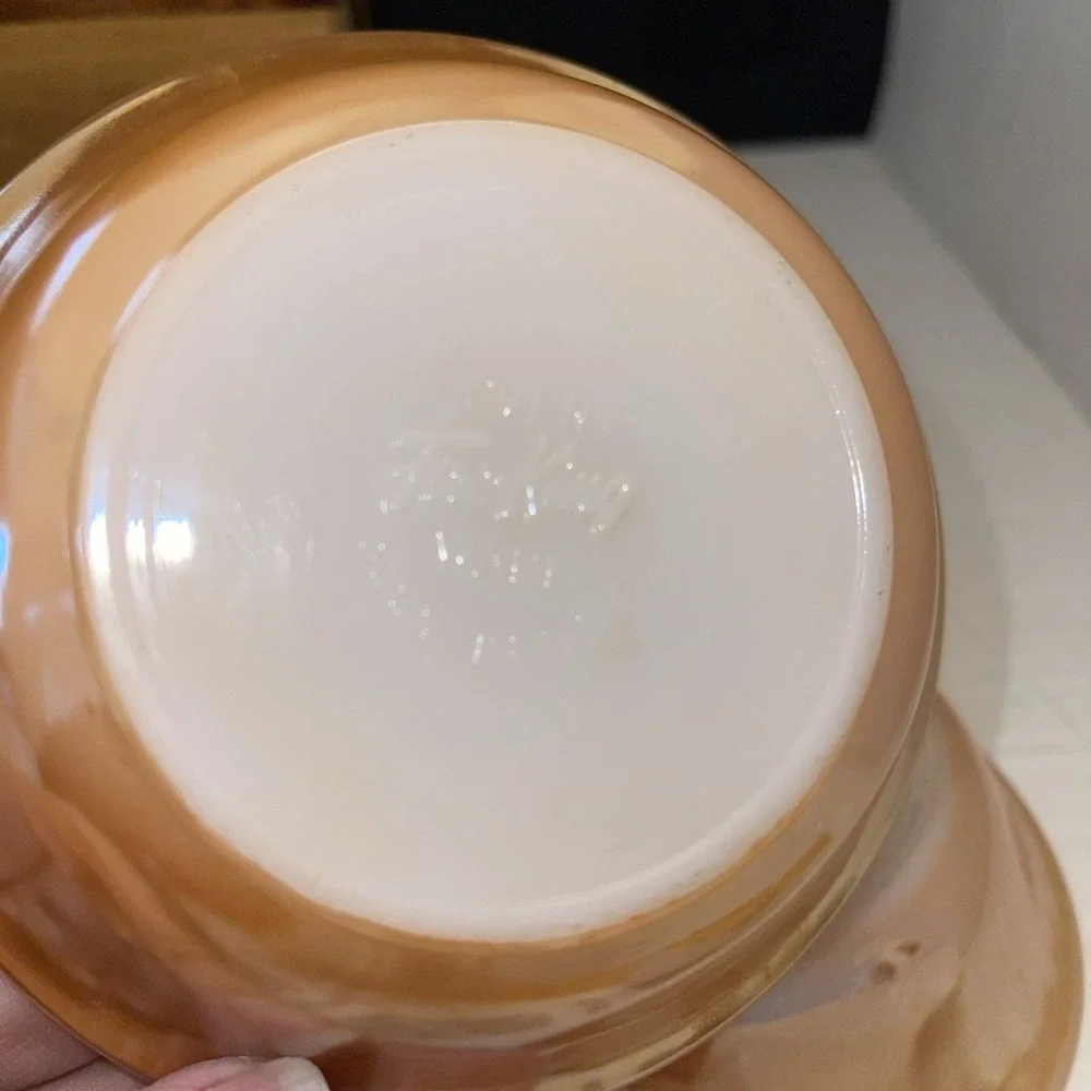 Peach Iridescent Carnival Glass 5 Dessert  Dish Bowls 5